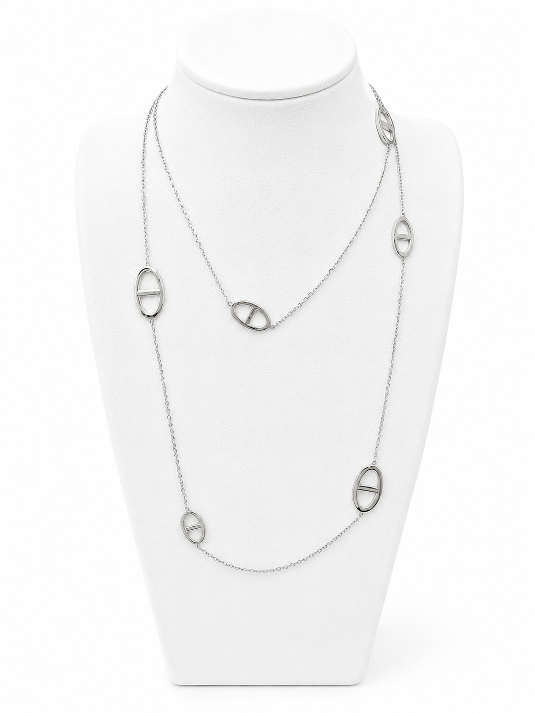 Collier long à maillons ovales
